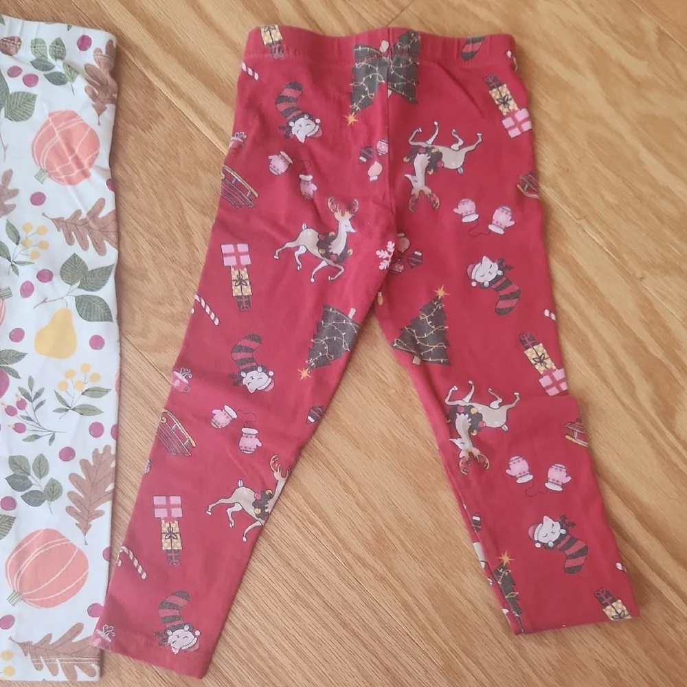 The Children's Place Festive Leggings Set Christmas And Fall 3T